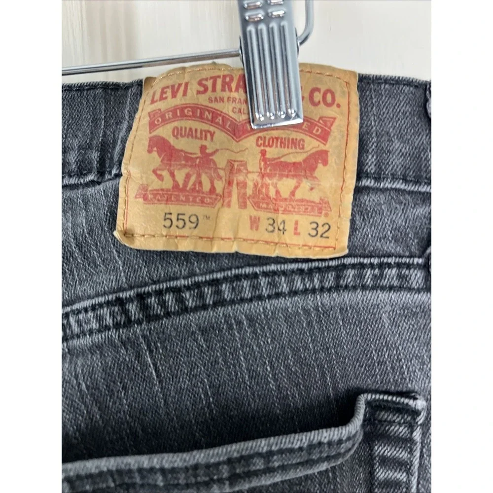 Levis 559 Mens Jeans Actual Size W‎ 34 x L 29 Faded Black Straight Relaxed A75